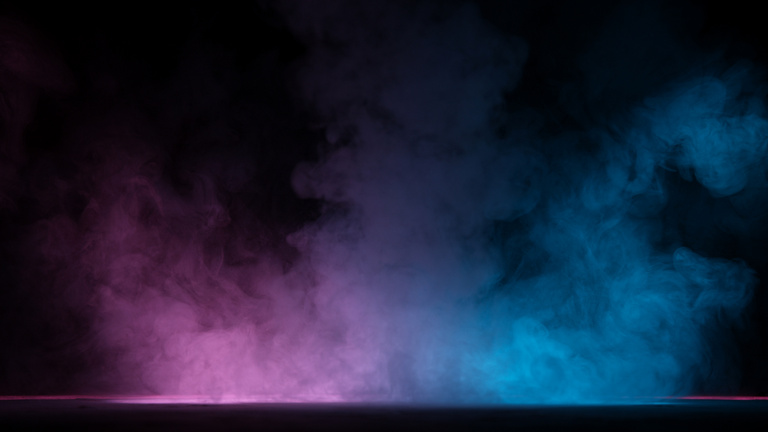 Neon atmospheric smoke, abstract background.